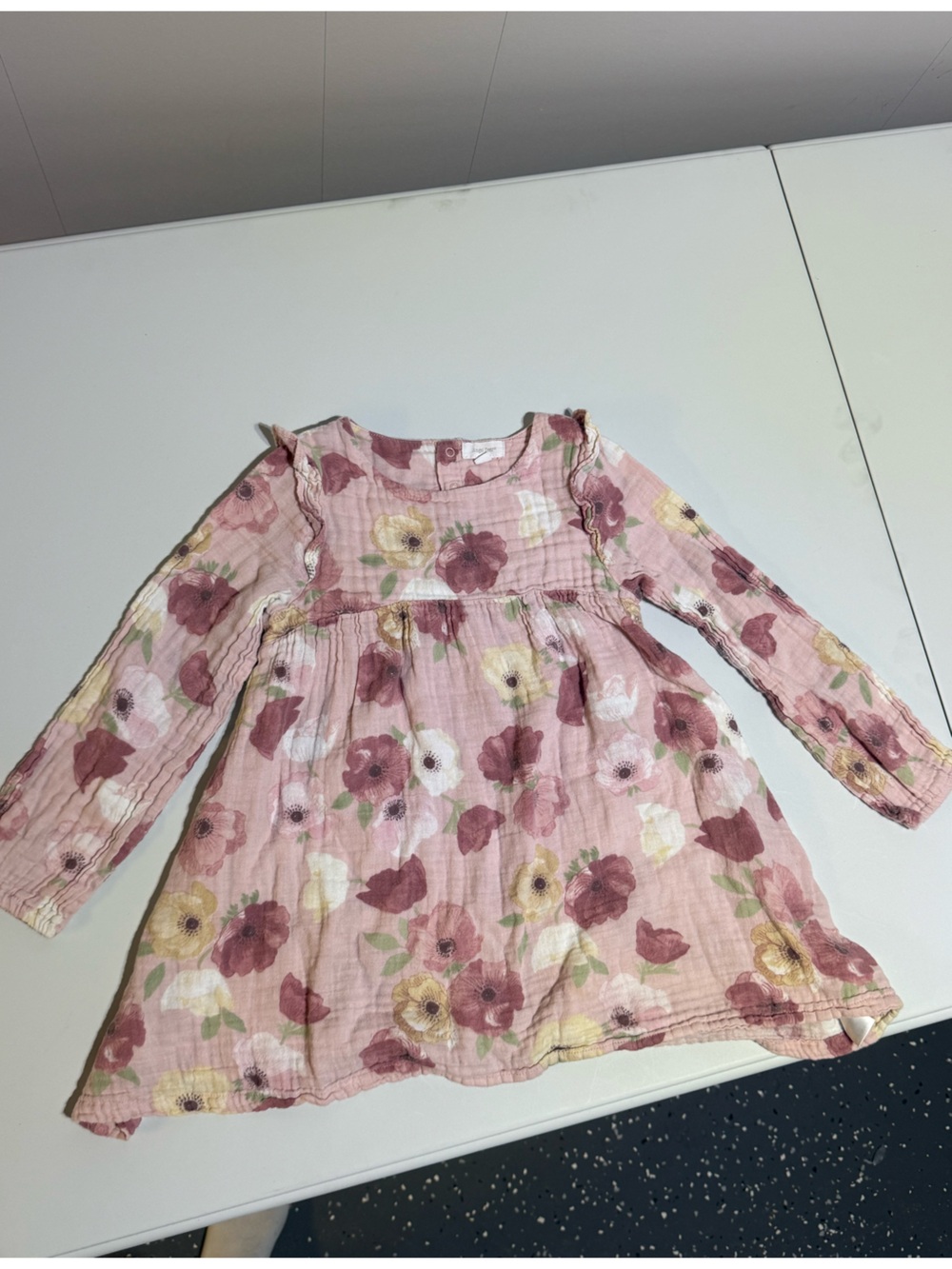 Angel Dear Gauzy Pink Floral Long Sleeve Dress Lightweight Girls 5T Boutique